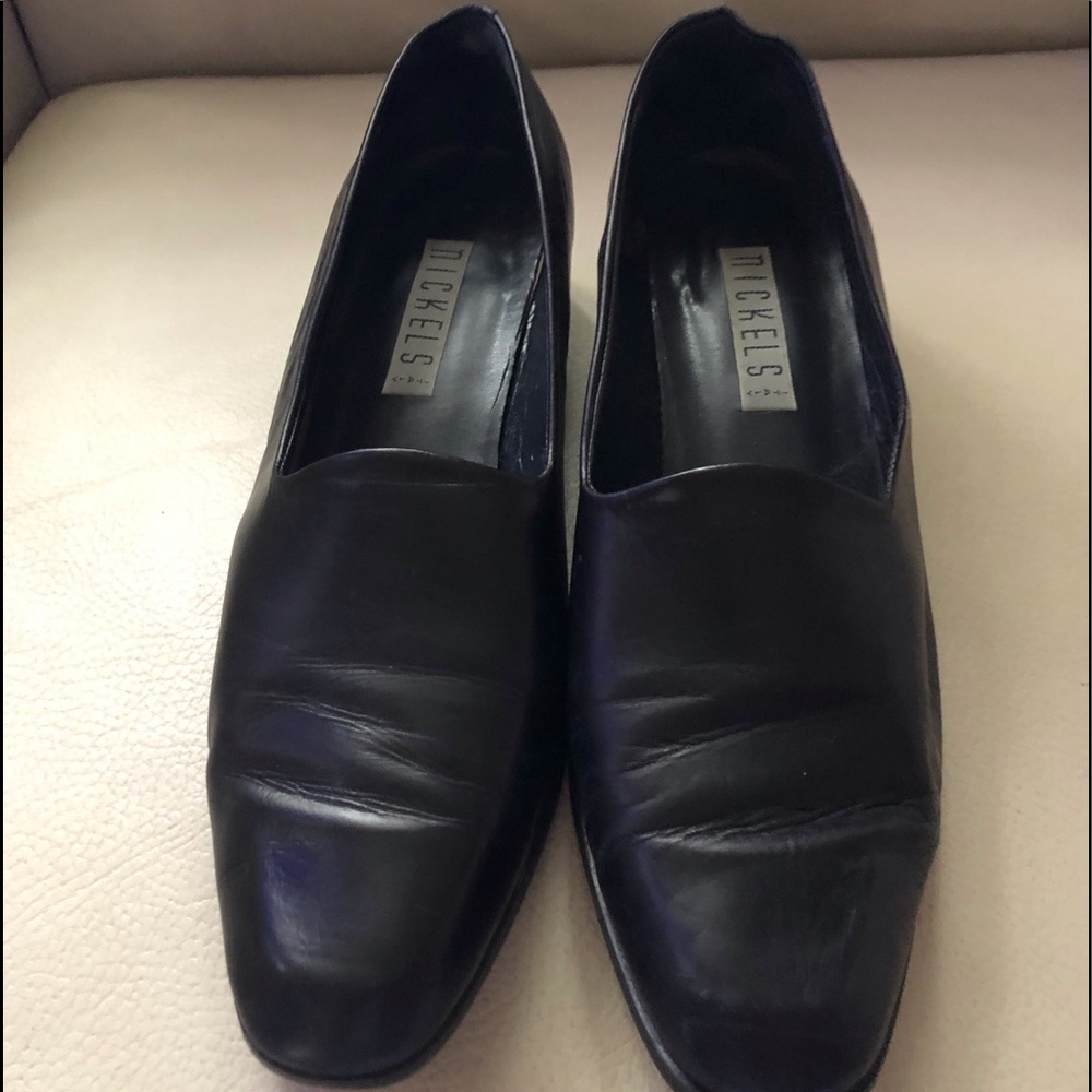 Navy Blue Leather Heels